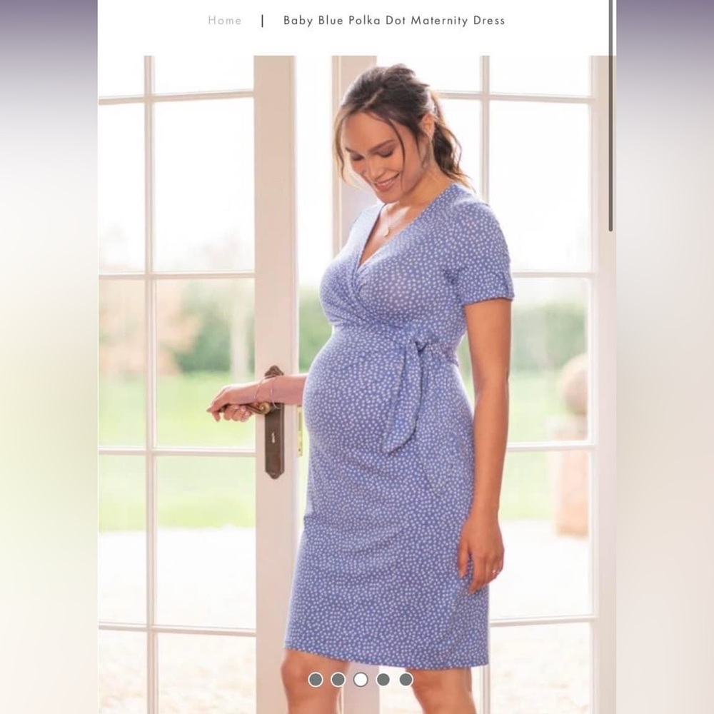 Seraphine Baby Blue with Polka Dots Maternity Dress (6)